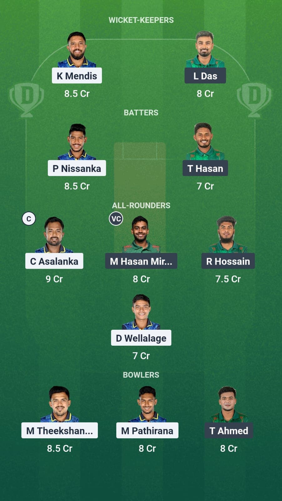 Sri Lanka vs Bangladesh Dream11
